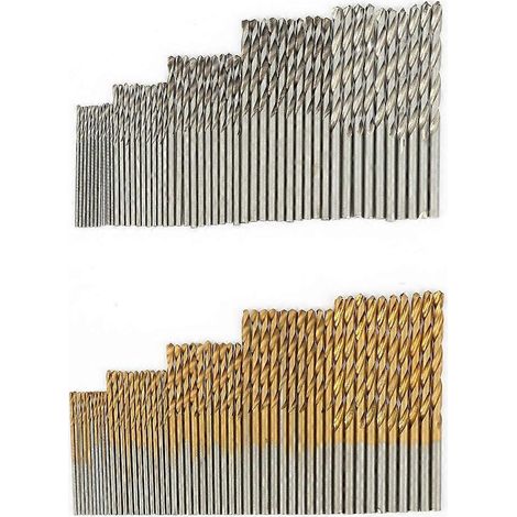100-teiliges Set titanbeschichteter, weißer Bohrer aus Hochgeschwindigkeitsstahl (HSS)