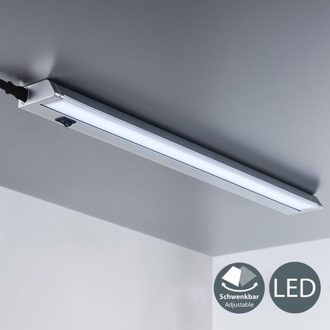 B.K.Licht - Lámpara fluorescente LED giratoria para armarios y cabinetes, de luz blanca neutra, iluminación bajo mueble con interruptor de luz, 8,5 W, 4000 K, 1000 lm color blanco o plateado:Silber/Grau (de) (1/4)