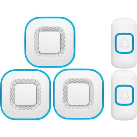 Sonnette sans fil intelligente - 3 sonnettes, 2 boutons - Blanc - Design moderne pour la maison.