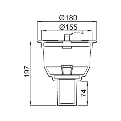 ACO Bodenablauf Passavant DN50 90 Grad/1,0l/s/ Halter./ohne WS/epoxiert, 5149.60.20
