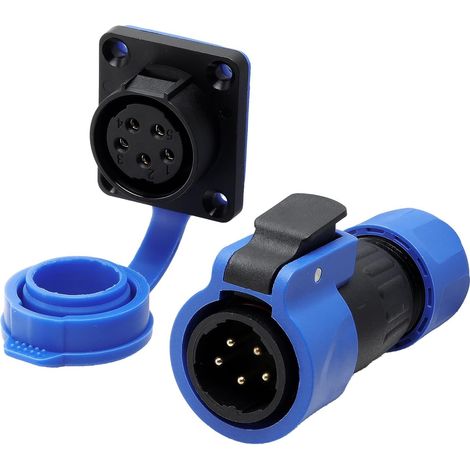FD20 IP68 Connecteur étanche 5 broches sans soudure Boîtier en plastique durable mâle femelle Prise électrique Convient pour les systèmes électriques de camion remorque et accessoires ATV (1/5)