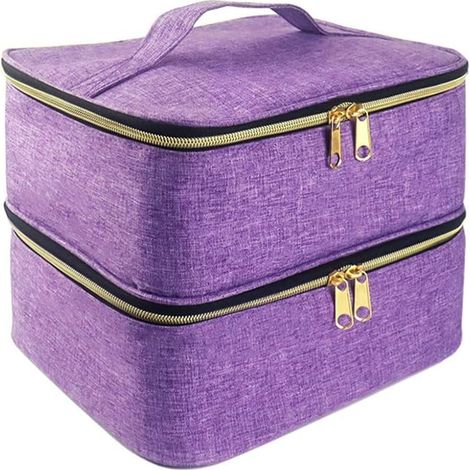 1 Étui de rangement, double couche, nylon, pour vernis à ongles, lampe UV, accessoires de manucure, voyage et domicile (1/4)