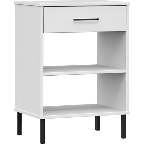 Armoire console avec tiroir et deux compartiments avec pieds en métal et bois de pin blanc DEC031369