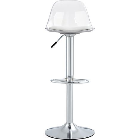 Lot de 2 tabourets de bar réglables avec dossier transparent et pieds métalliques argentés (1/5)