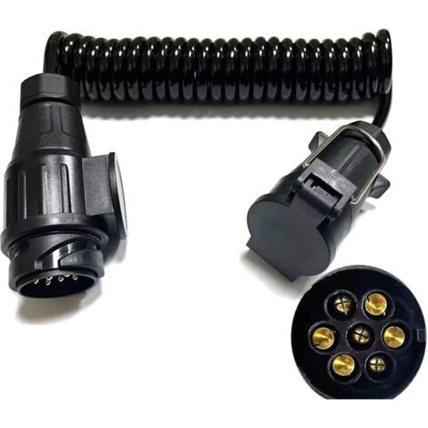 Cable de conexión de remolque de 7 polos en adaptador de 13 polos, 3 m de longitud, con conector de cableado, 12 V, cable de conexión de remolque de 7 hilos para remolques, barcos, remolques, automóvi (1/4)