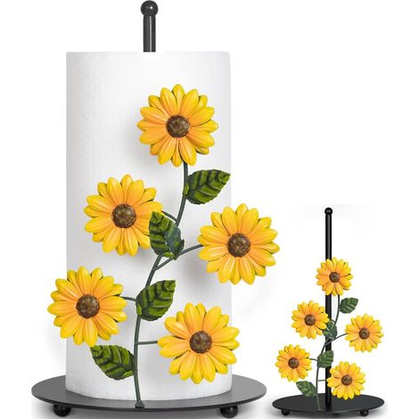 Sonnenblumen-Serviettenhalter, Küchendeko und Accessoires mit Sonnenblumenmotiv, gelber Serviettenhalter im Landhausstil, hübsche Küchendeko-Sets