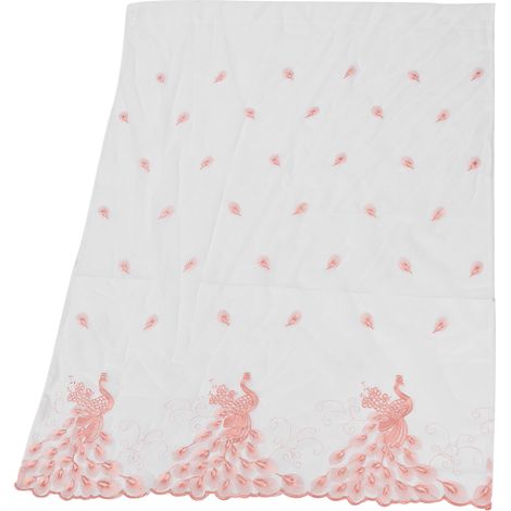 Voilage Paon Broderie Motif pour Salon Chambre, Rideau Léger en Voile, Tissu Décoratif Fenêtre, Tulle Brodé Oiseau, Parure 1 Panneau, Filtre Lumière, Élégant (1/5)