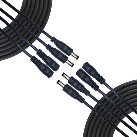 câble d'extension d'alimentation DC 2.5mm x 5.5mm DC Plug Extension Cable mâle à Femelle connecteur pour Adaptateur Secteur, CCTV Camera Power et Plus - Noir (1/4)