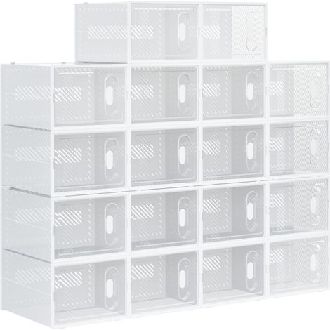 Scarpiera Modulare 18 Cubi 28x36x21 cm in Plastica Bianco e Trasparente (1/5)