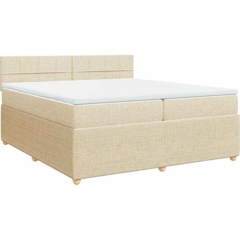 Maison Exclusive - Giroletto a Molle con Materasso Crema 200x200 cm in Tessuto (1/5)