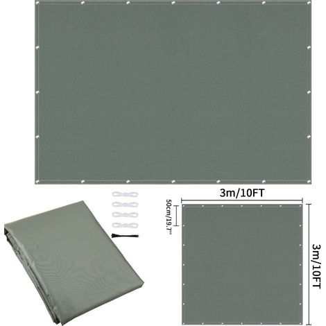 (Gris 300x300CM) Toile d'ombrage imperméable avec perforations, adaptée aux clôtures de jardin et aux pergolas, protection UV. (1/5)
