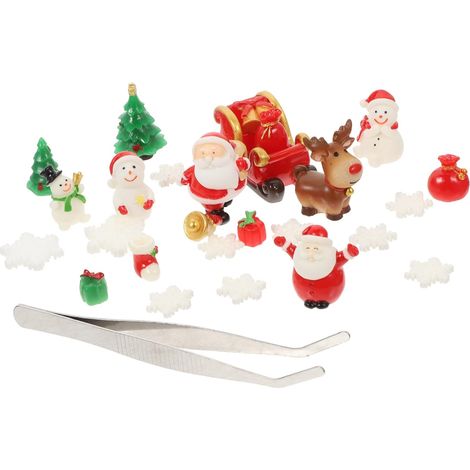 27pièces Décorations de Noël Résine Miniatures Micro-paysages de Noël Décorations Paysage pour Intérieur (1/5)