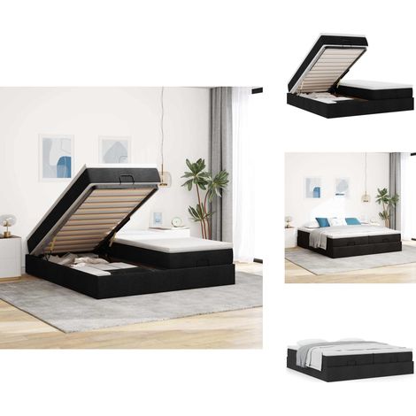 Ottoman-Bett mit Matratzen Schwarz 180x200 cm Stoff - Ottoman-Bett - Ottoman-Betten - Bettrahmen - Bettgestell (1/5)