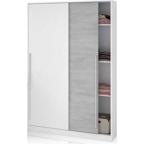 Armario dos puertas correderas en cemento y blanco artik dormitorio matrimonio diseño industrial (1/10)
