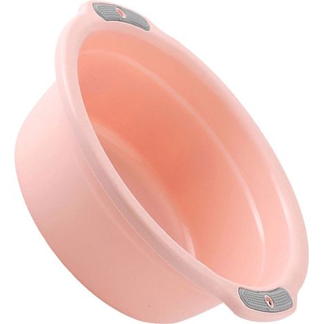 Bassin de Lavage Plastique pour Face Pieds Mains Adultes Bébés Double‑Poignées Petit‑Rose Pêche (1/3)