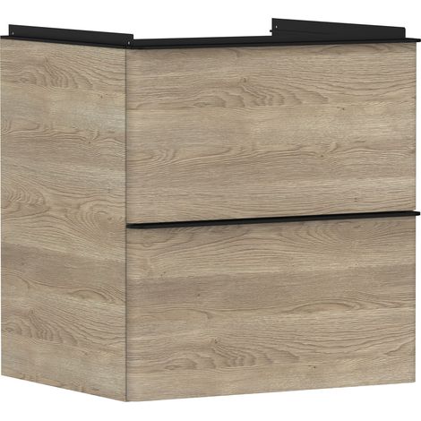 Waschtischunterschrank Xelu Q 580x605x475mm Ei natur Griff mattschwarz (1/5)
