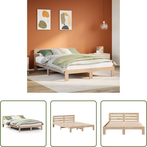 vidaXL Sommier à lattes -  Cadre de lit sans matelas 160x200 cm bois massif de pin (1/5)