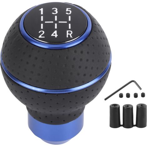 Yctze Stick de Bouton de Vitesse à 5 Vitesses en Cuir Rouge et Alliage d'aluminium pour les Voitures Manuelles, les VUS et les Camions (B (bleu)) (1/2)