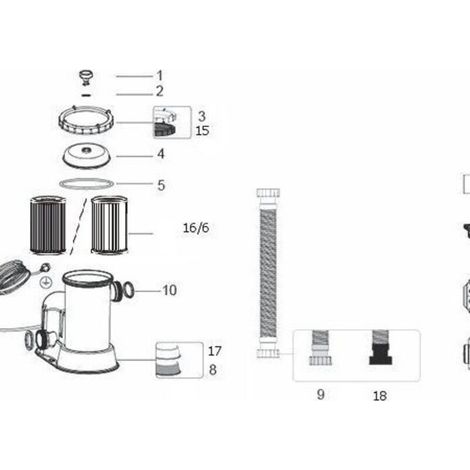 Bestway P05425 Filterdeckel, Entlüftungsventil und Dichtung für Flowclear™ Filteranlagen – Original-Ersatzteilset (1/5)