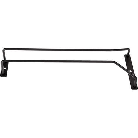 Porte-verres à vin noir de 30,5 cm, support pour verres à vin sous étagère, support de verres à pied sous armoire, 1 rangée (1/4)