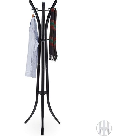 Relaxdays Appendiabiti da Terra, Attaccapanni Moderno, per Corridoio, Ingresso, 9 Ganci, 175 cm, Metallo, Nero (1/5)