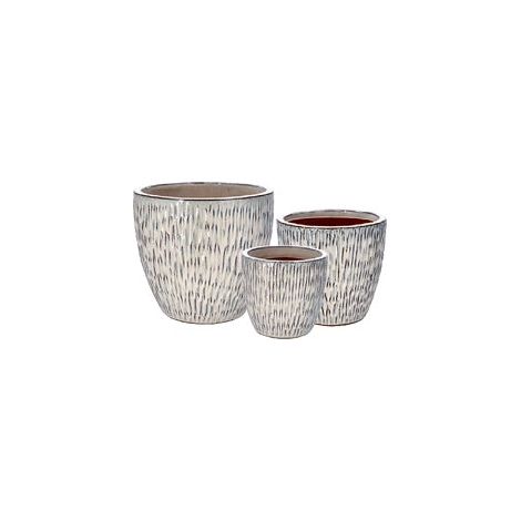 Regalo Italiano Set 3 Cachepot Ceramica Crema H 23–29-35 cm