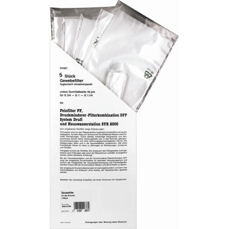 SYR 5x Gewebefilter 2000 95µm Filtergewebe für Feinfilter FF /FF+ und DFF / DFF+ 2000.25.900 (1/2)