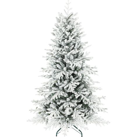 Albero di Natale artificiale ricoperto di neve, 180 cm, albero di Natale con 1815 rami, supporto in metallo pieghevole, verde