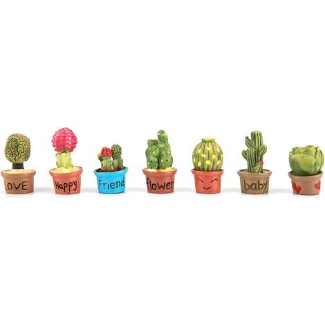 Tiny Cactus Miniature Plantes Succulentes Pot Dollhouse Décoration Mini Plante (7 Pcs) (1/5)