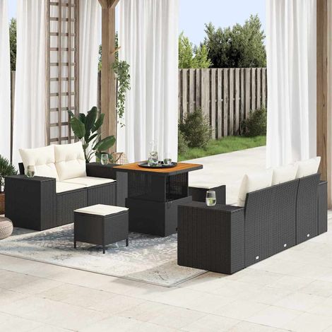 vidaXL Set Divano da Giardino con cuscino 8 pcs Nero polyrattan (1/5)
