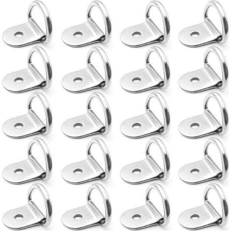 Anneaux D'arrimage INOX 20 Pièces Anneaux D'arrimage en D Ancrage Anneaux Arrimage pour Remorques Machinerie Lourde Outils Électriques Camping 36x25mm Argent (1/5)