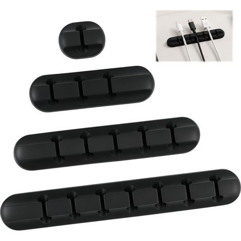 4er-Set Kabelclips – Kabelmanagement mit 1/3/5/7 Schlitzen – Ideal für USB-Ladegeräte, Mäuse, Kopfhörer und PCs – Starke Haftung auf Holz, Glas, Metall und Kunststoff (1/5)