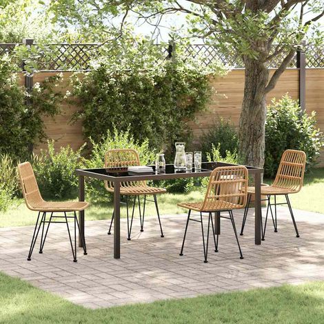 Garten Essgruppe 5 pcs Braun Pulverbeschichteter Stahl