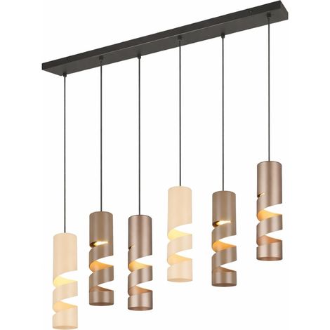 Lampe a suspension tube 6 lumieres stream nuances brunes - 364000617 (1/3)
