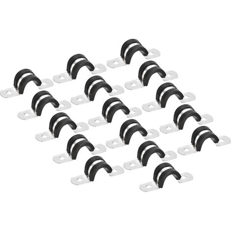 16pcs 12mm Collier de Serrage Caoutchouc Amorti 304 Inox Acier Attache Grillage Rigide Sangle Clip Fixation Tube Tuyau (1/5)