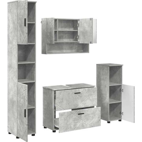 Juego de muebles de baño con cajón 4 pcs Gris Concreto vidaXL (1/5)