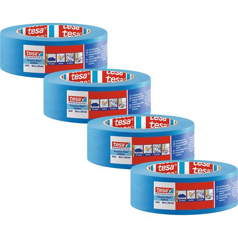 tesa 4440 nastro per mascheratura di precisione per esterni UV-PLUS, confezione da 5, resistente agli agenti atmosferici Per mascherature precise Blu, 50 m x 38 mm ciascuno (1/3)