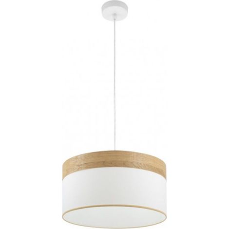 Colgante Cloe 1xe27 Blanco/blanca-madera Clara Regx40x40 cm