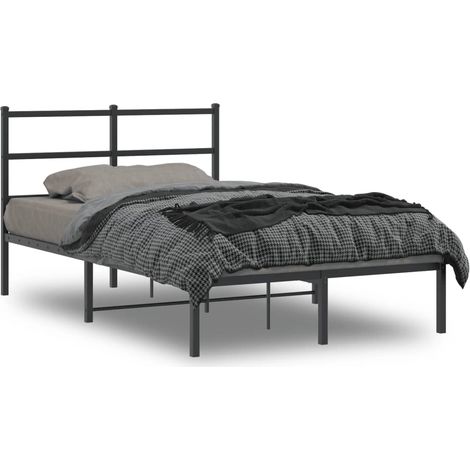 Cadre de lit métal sans matelas-Structure de lit avec tête de lit noir 120x190cm 678452 (1/5)