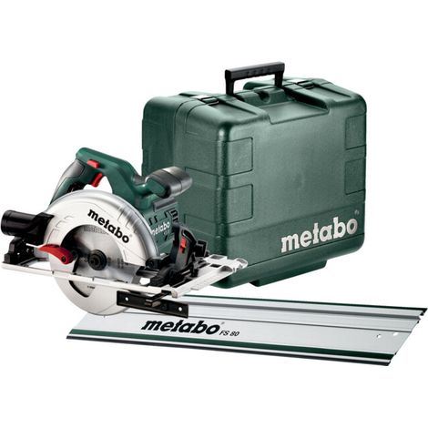 Metabo – Scie circulaire portative 1200W – Profondeur de coupe 55mm – Ø de lame 160mm – Vitesse 5600tr/min – Avec rail de guidage FS 80 (1/4)