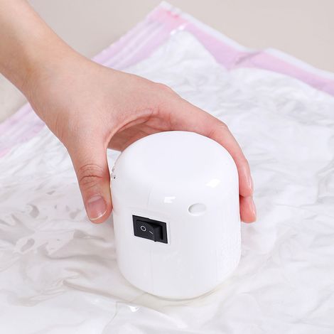 Sac de compression universel, pompe à vide électrique, pompe à air électrique, pompe à aspiration portable, sac de rangement, petit format, blanc, conforme aux normes américaines (1/5)