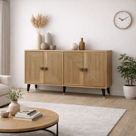 Modern Sideboard Saphir-Eiche-Look-Gold 120 cm Melamin Ahart