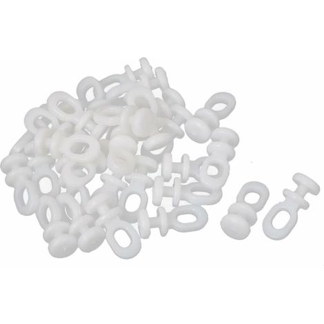 Lot de 30 glisseurs de rail pour rideaux – Roulettes et crochets coulissants – Plastique blanc 22mm x 10mm – Pour fenêtres et voilages (1/2)