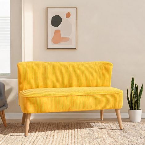 Canapé coloris jaune en bois tissu mousse 117 x 56,5 x 77 cm (1/5)