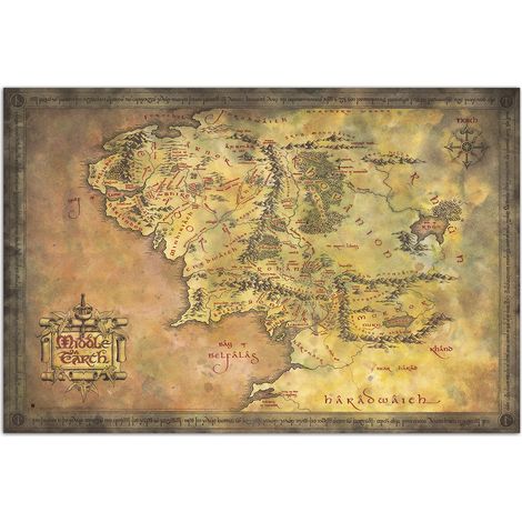 Poster il signore degli anelli mappa della terra di mezzo