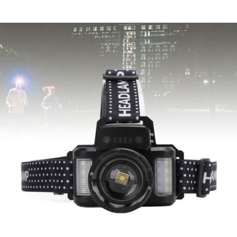 DUBUNS 30W Wiederaufladbare und wasserfeste LED-Stirnlampe, superhelle, weiße, zoombare LED-Laser-Stirnlampe mit Ladeanzeige für den Outdoor-Einsatz (1/4)