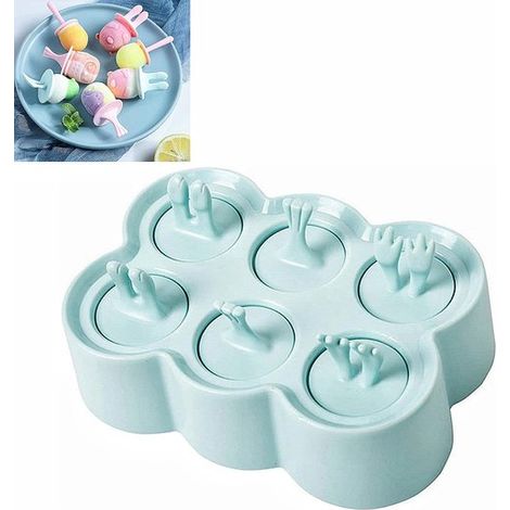 6 Mini-Eisformen für Kinder – Sicheres Silikon-Eisformen-Set zum Selbermachen – 17 x 11,7 x 4,7 cm – Ideal für Kinder, die ihr eigenes Eis zubereiten möchten – Blau (1/4)