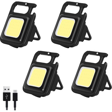QAZQA [Remise 4 pièces] Mini Lampe de Travail 500 lumens COB Porte-clés 4 modes Lampe de travail portable Petites lampes de poche Étanche pour Camping Réparation Éclairage d'urgence Randonnée