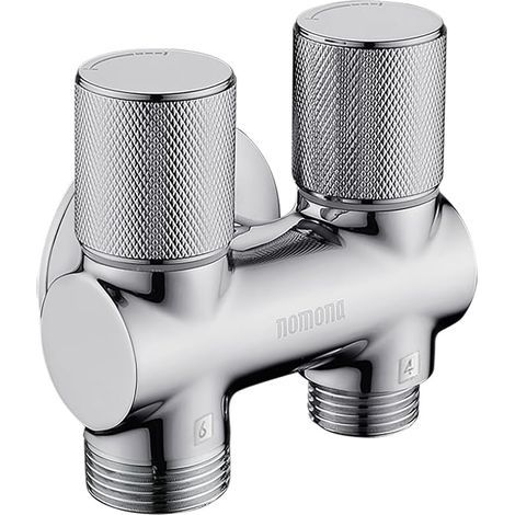 Doppelventil mit zwei Ausgängen, Dreiwege-Eckventil, G1/2"-Einlass x G1/2"-Auslass x G3/4"-Auslass, Eckhahn mit Außengewinde, wandmontierter Dreiwege-T-Adapter für (1/5)