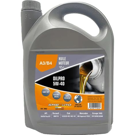 LUBRIFIANT OILPRO A3/B4 5W40 SMB AUTO 5L - 3982 - SMB AUTO (1/2)